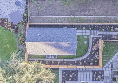 Aerial photos of new DADU construction featuring our Diana DADU floor plan located at 2518 NE 140th St., Unit C Seattle, WA 98125
