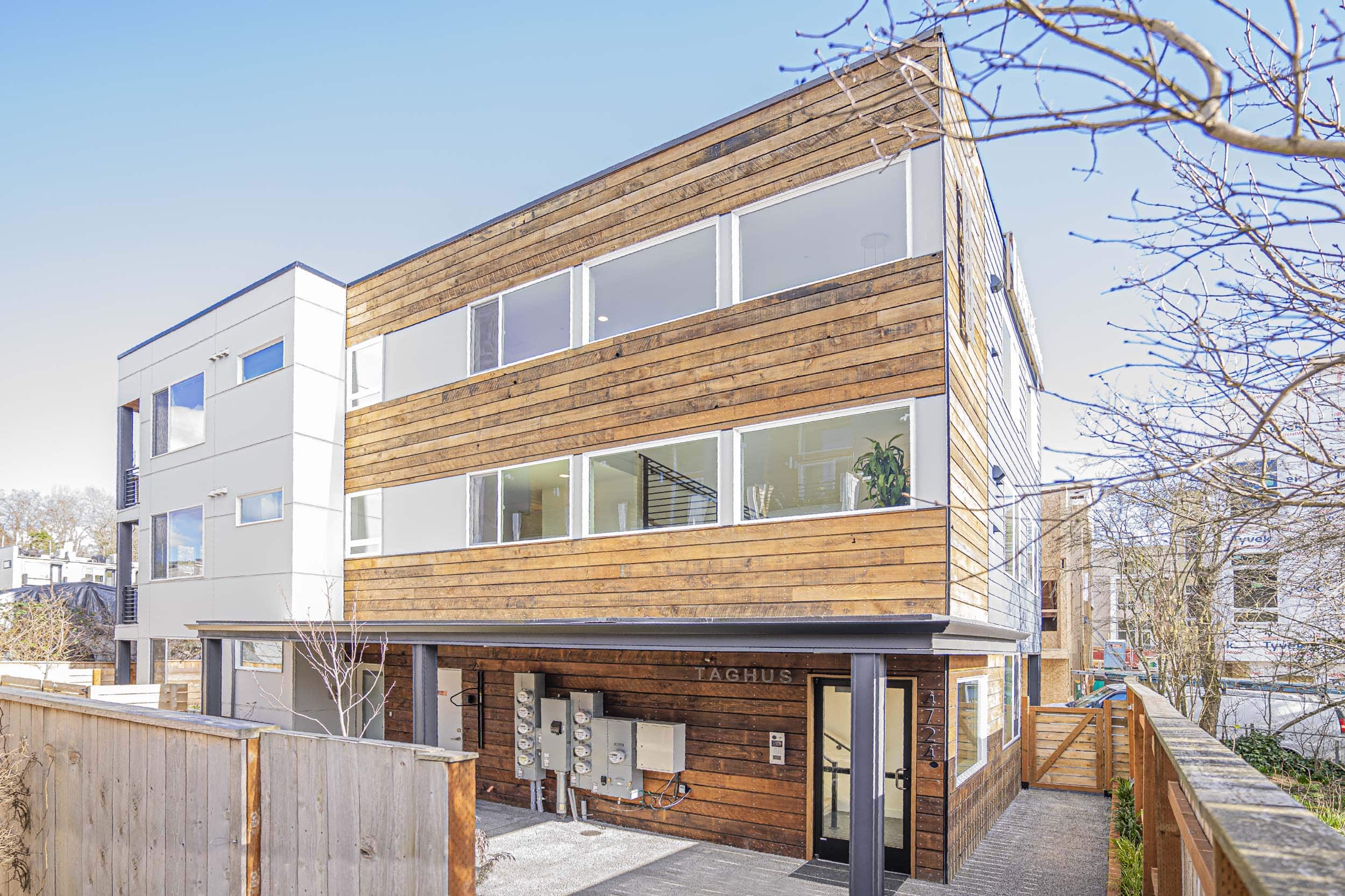 Custom design and construction of a nine unit apartment located at 4724 31st Ave S, Seattle, WA 98118