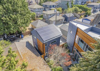 Aerial photos of new DADU construction featuring our Ayva DADU floor plan located at 2448 Queen Anne Ave N, Seattle, WA 98109
