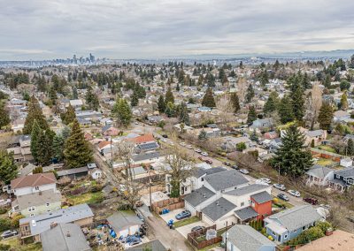 Aerial photos of a brand new SFR & ADU construction located at 8133 18th Ave SW Seattle, WA 98106