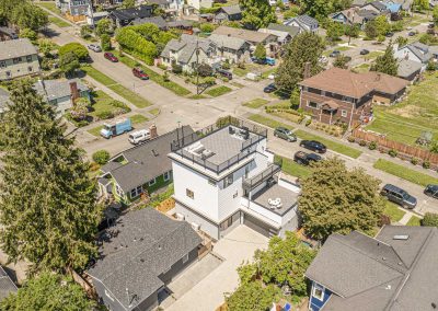 Aerial photos of a brand new SFR construction located at 2009 S Stevens St Seattle, WA 98144