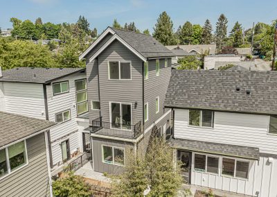 Aerial photos of a brand new SFR & ADU construction located at 4430 47th Ave SW, Seattle, WA 98116